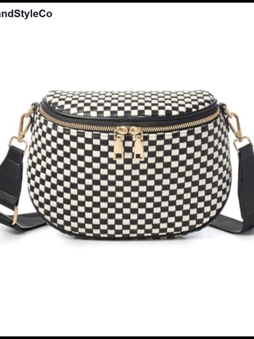 Woven Vegan Leather Crossbody Bag Checkered PU Waist Bum Pack
